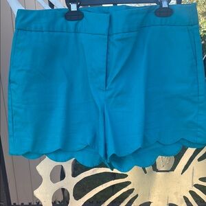 Attyre High Waist Teal Scalloped Shorts